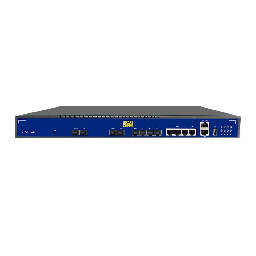 

GPON OLT with Broadcom Chipset, which Provides 4 GPON ports 4 GE copper RJ45 Ethernet ports IPv4 OLT