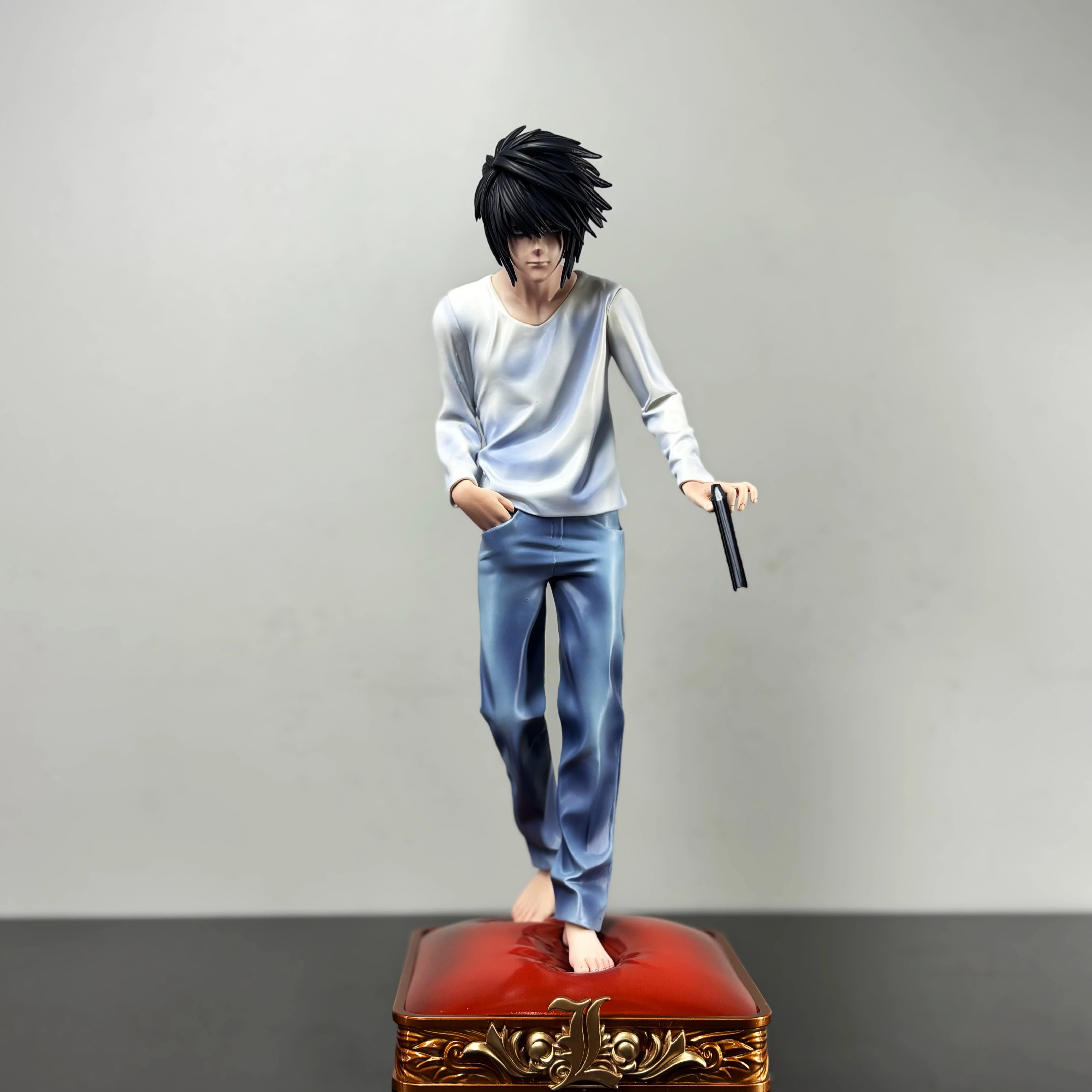 Anime Death Note Charakterserie L·Lawliet Desktop-PVC-Modell Statische Statue Ornament Spielzeug Dekoration Sammlerstück Peripherie-Geschenke