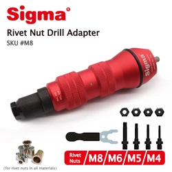 Sigma #M8 Threaded Rivet Nut Drill Adapter Cordless or Electric power tool accessory alternative air pneumatic rivet nut gun