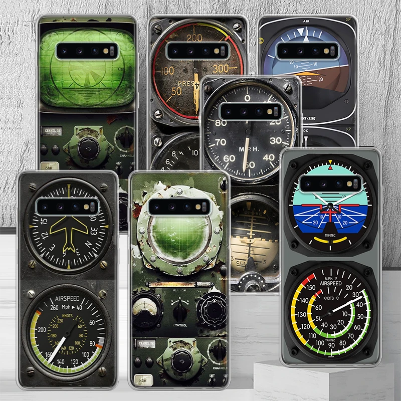 Aviation Aeroplane Helicopter Cockpit Instrument Phone Case Shell For Samsung Galaxy S24 S23 S22 Ultra S21 Plus S20 FE S10 S10E