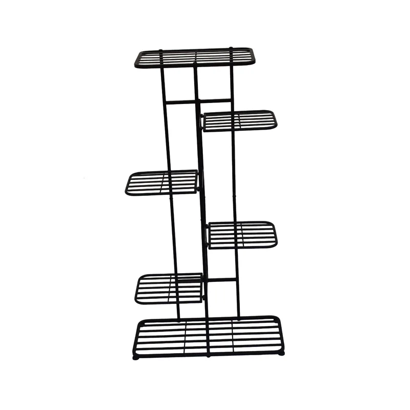 6-Tier Heavy Duty Storage Flower Pot Rack Modern Square Design Planter Stand Powder Coating Display Shelf for Potting Ladderprom