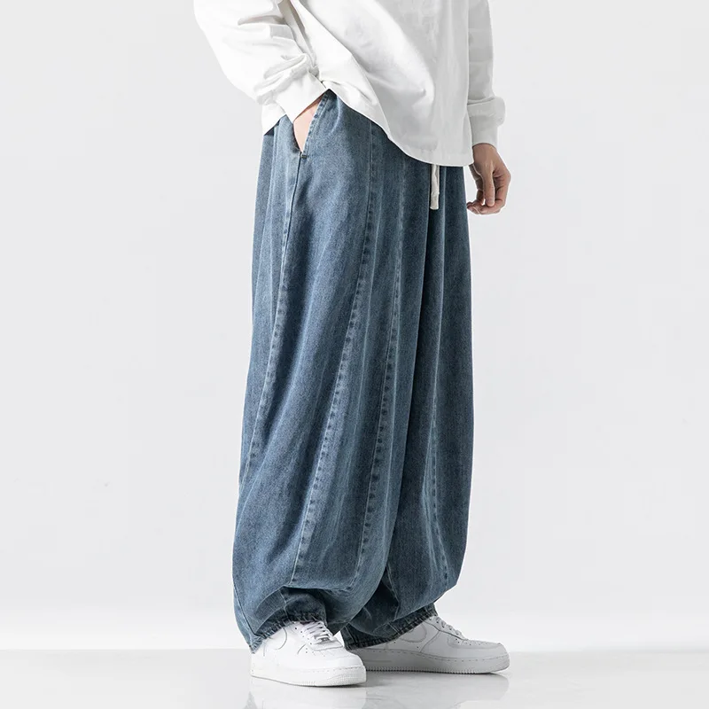Japanese Loose Harem Straight Wide Leg Pants Men's Plus Size Casual Drape Trousers