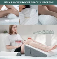 2 Pcs Memory Foam Bed Wedge Pillow/Neck Pillow For Back - Triangle Pillow With Removable Cover 14