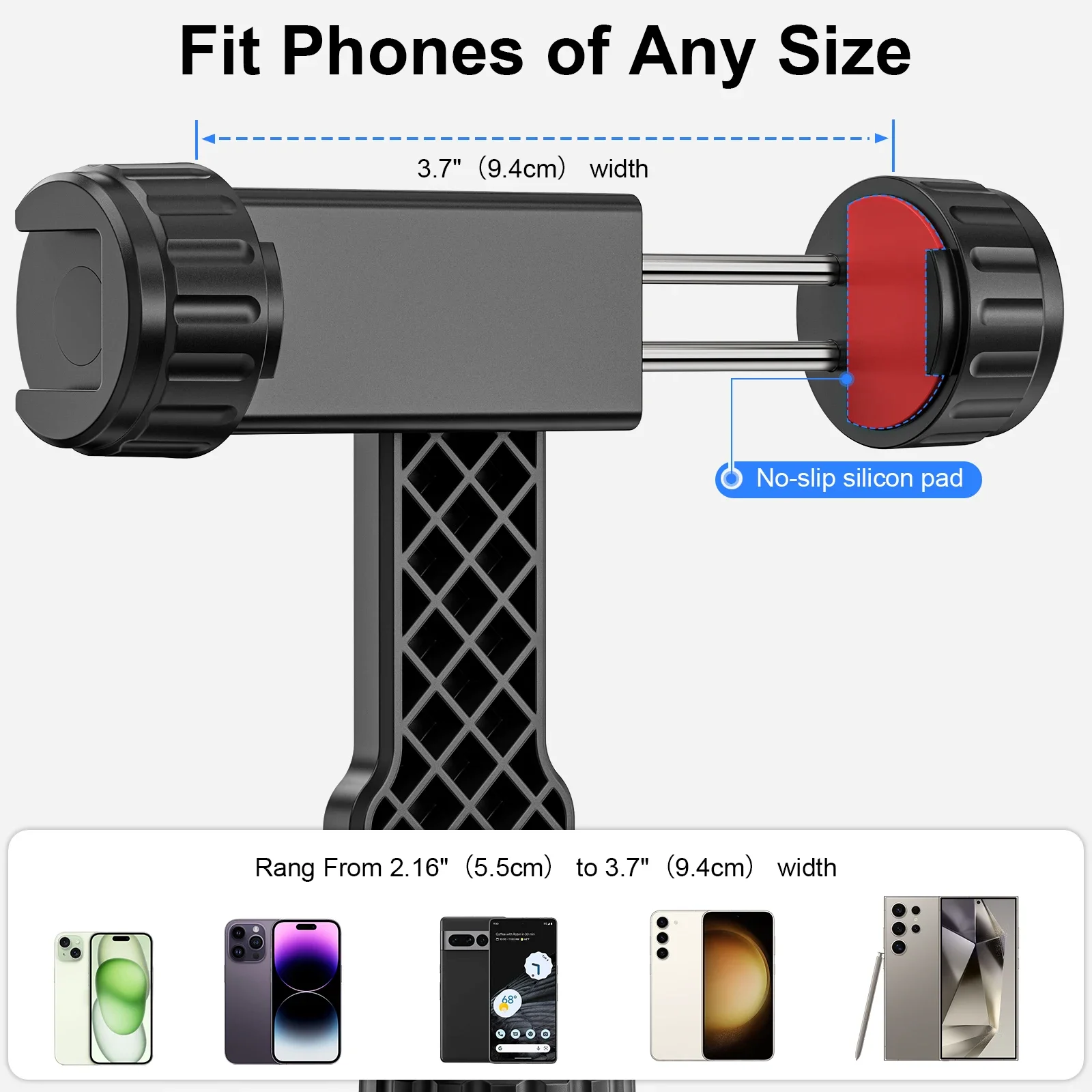 Phone Holder Mount Tripod Phone Bracket Microphone Stand Dual Cold Shoe Clip EVUMO PM11 Cellphone Clamp for 1/4'' Screw Tripod