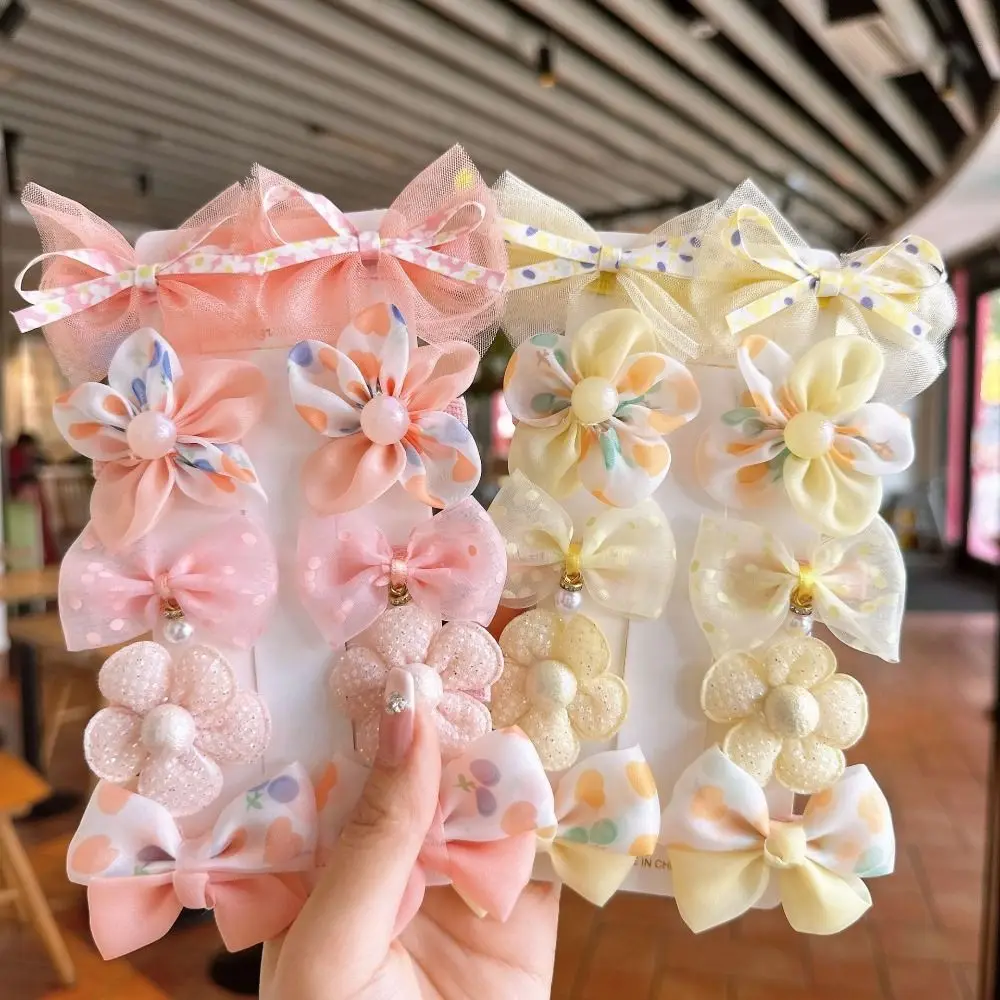 مجموعة من مشابك الشعر مع الدانتيل للطفلة ، مشبك شعر لطيف مع جناح لامع ، زهرة اللؤلؤ ، 10 أجزاء