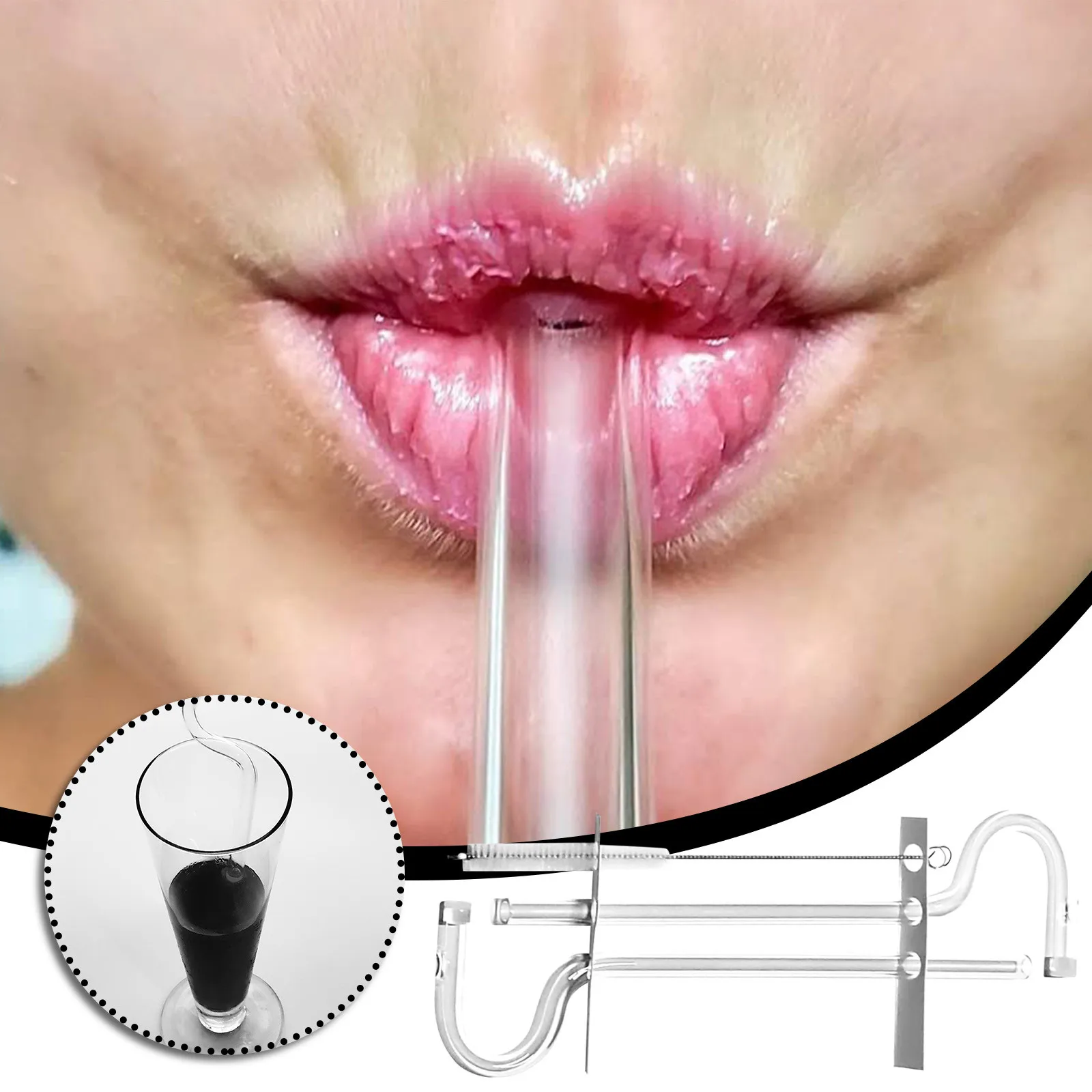 2 Pcs Reusable Horizontal Flute Style Design Glass Straws Lip Bar Fashionable And Transparent High-Strength Glass Straws