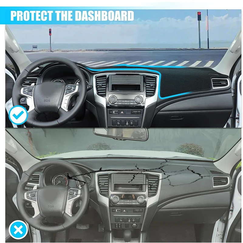 Polyester Car Dash Cover Mat Dashboard Mat Anti-Slip Dash Board Pad Accessories For Mitsubishi Triton L200 2015-2020