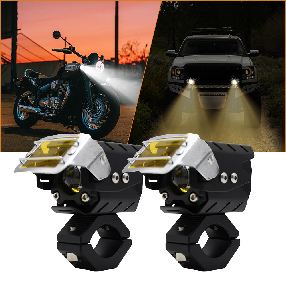 M4 Motorcycle LED Headlight Spotlight External DRL Auxiliary Fog Light Hi/Lo Beam For Motorbike Bicycle Off-road 4X4 4WD ATV SUV