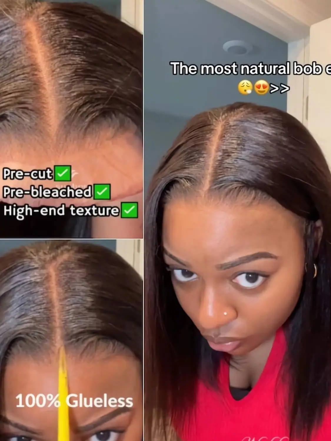 Бесклеевые парики из человеческих волос 6x4 Yaki Bob Pre Cut Lace Wear And Go 100% парики из натуральных волос Pre Plucked 6x4 Highlight Straight Bob Wig