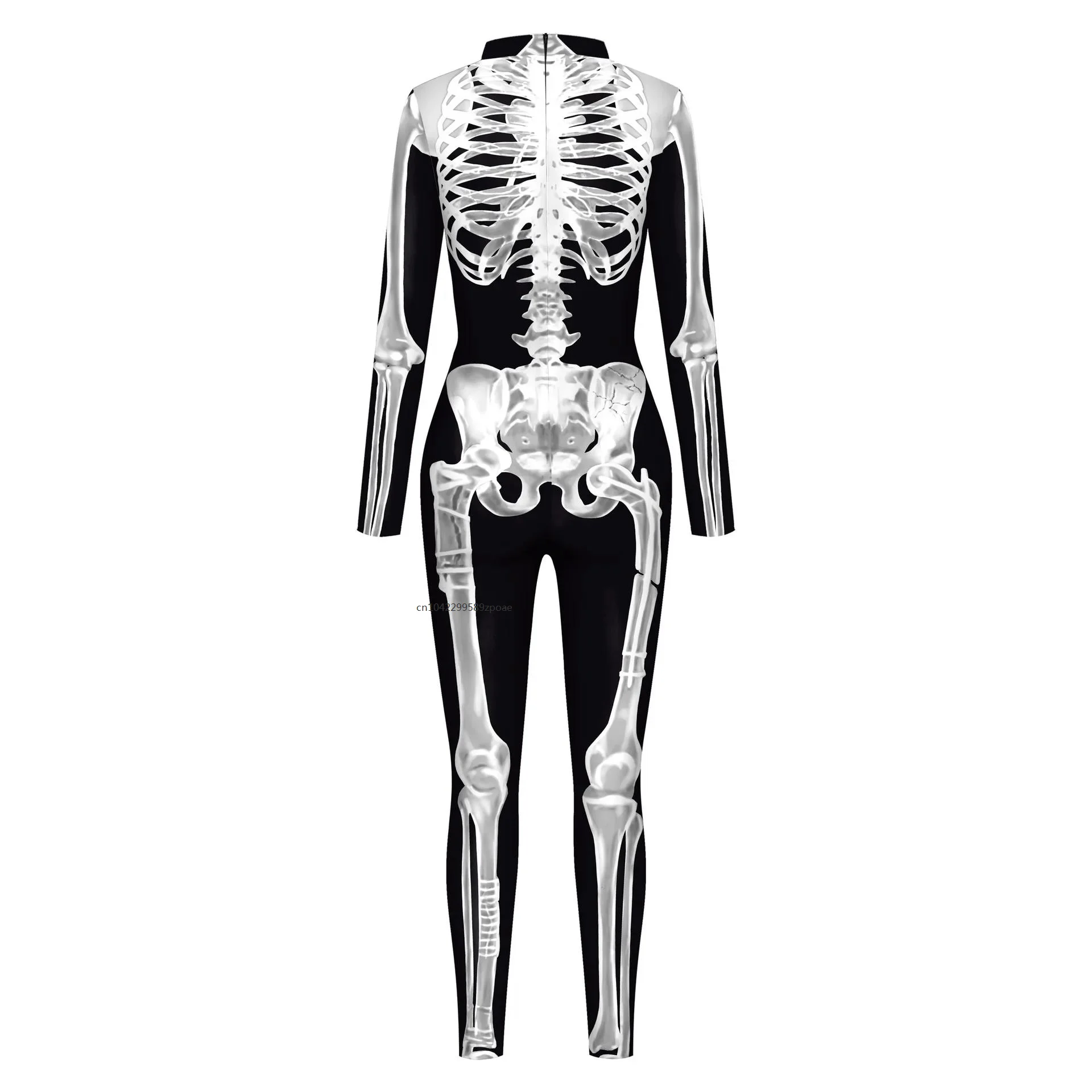 Uomo Halloween Skeleton tuta Zentai Suit spaventoso 3D Skull Cosplay Costume Halloween Carnival travestimento Punk body Party Wear