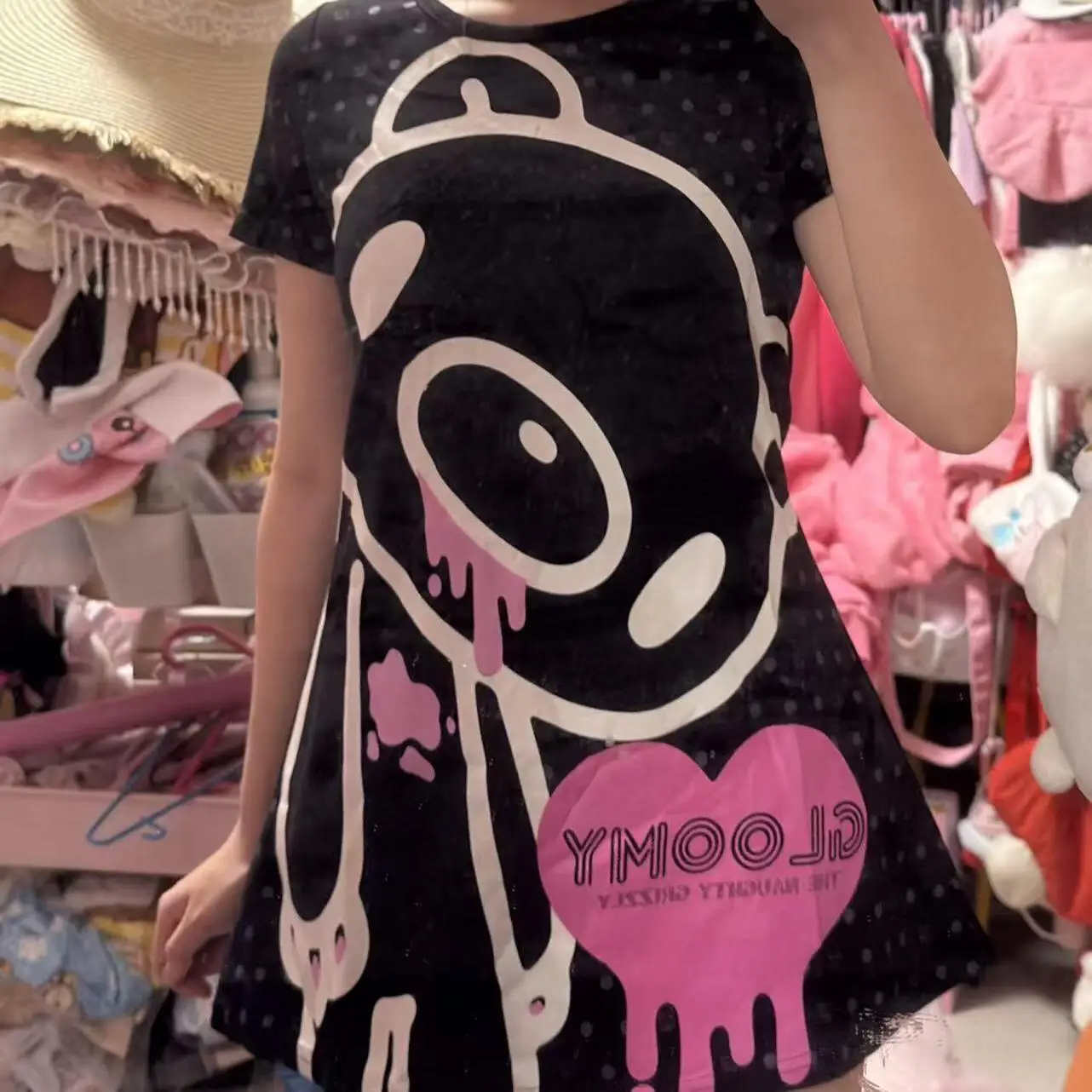 Japanese Kawaii Women T-Shirt Violent Bear Wave Dot Short Sleeved Subculture Summer New Arrivals Y2K Sweet Cool Loose Short Top