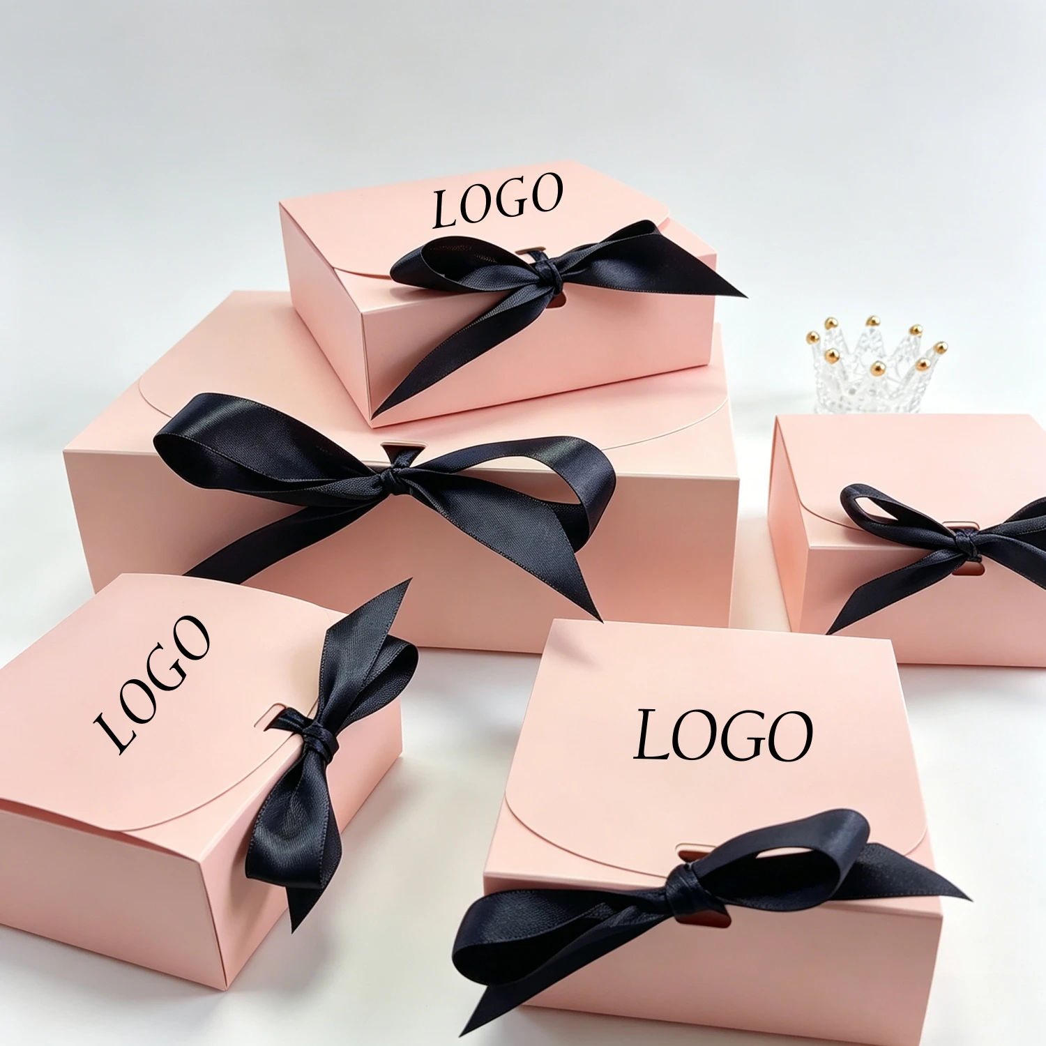 10x Paper Gift Boxes Commodity Packaging Box Customize Logo With Ribbon,Shopping Promotion Box For Wedding Gifts Wrapping