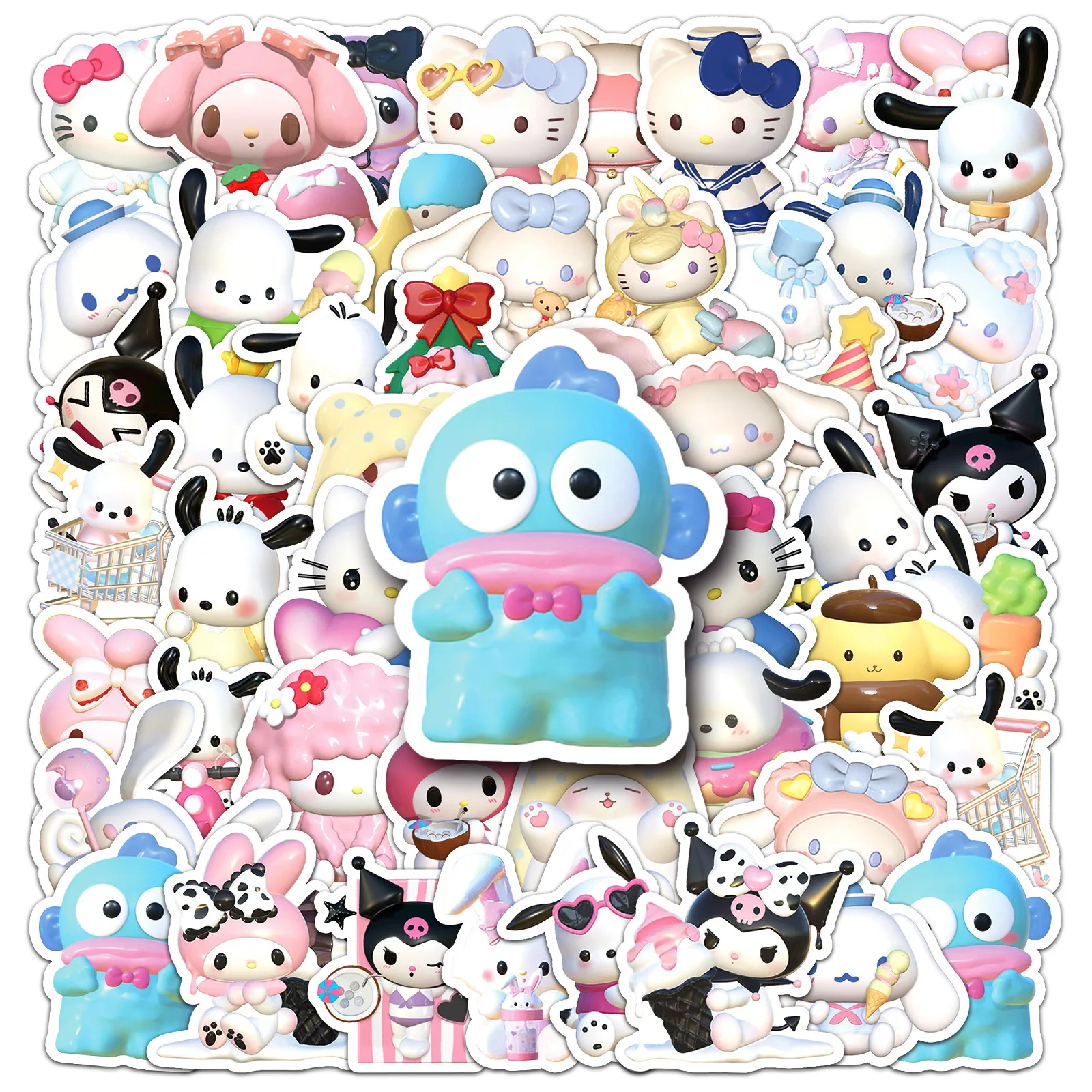 50 stücke 3d sanrio cinna moroll aufkleber calico critters niedliche karikatur telefon hülle wasserdichte anime dekoration kinder aufkleber