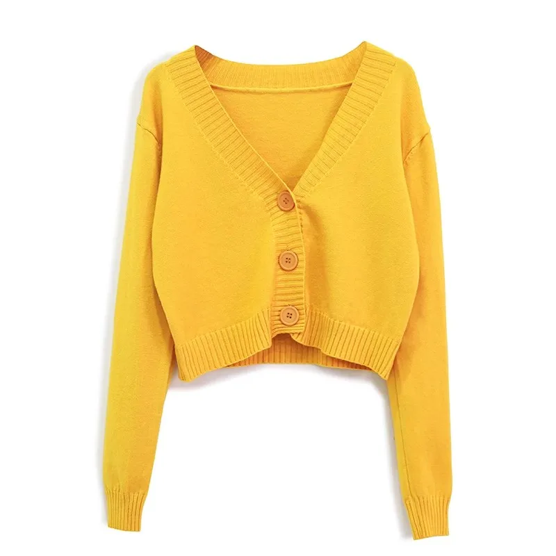 

Весенний вязаный кардиган Long Sve, женский свитер V-Ne ort, универсальная шиловая верхняя одежда, топ-джат для маленького роста