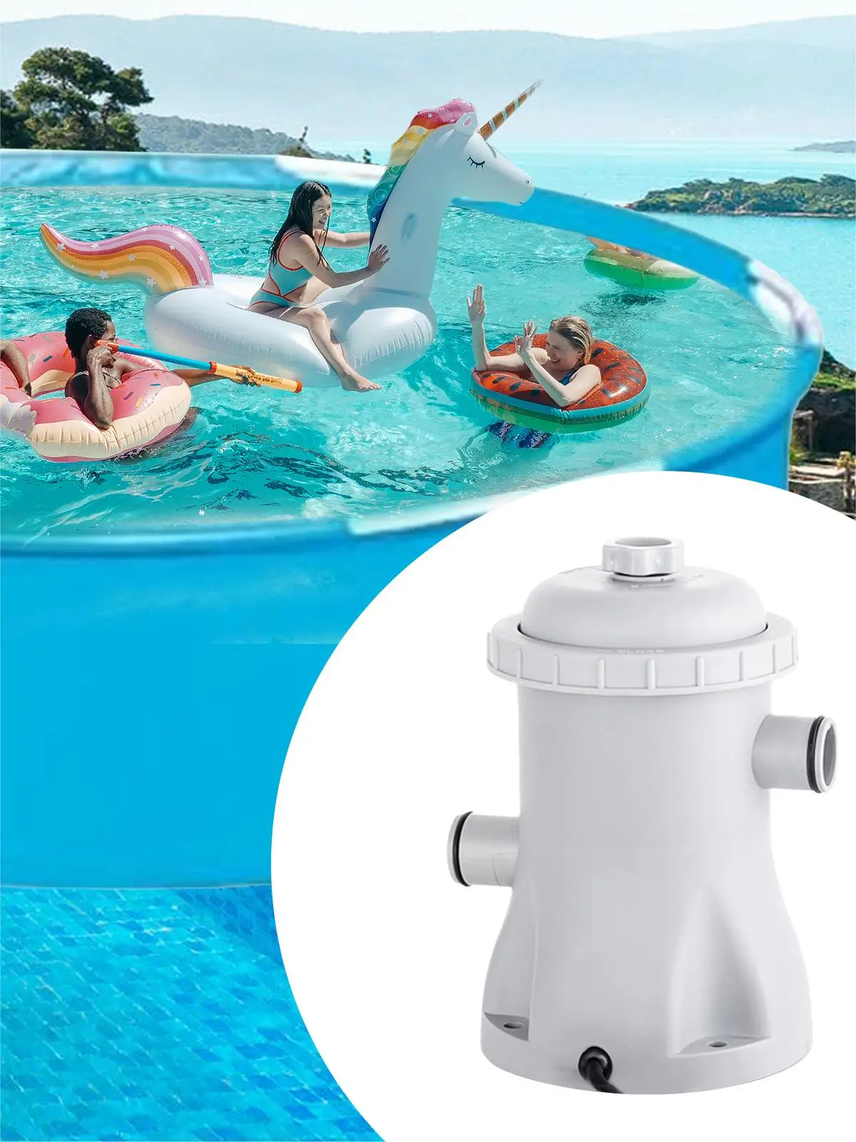 Pool filter pumpe 330 gph Plans ch becken elektrische Wasserpumpe mit 2 Pool filter patronen Pool pumpen oberirdische Pool filter pumpe – Detail 13
