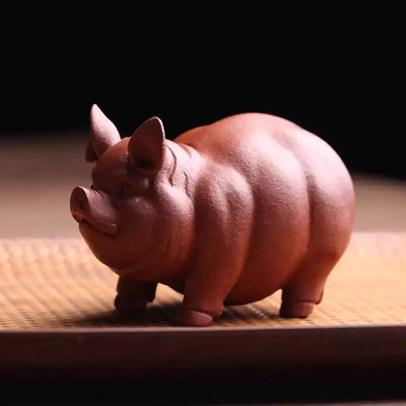 Yixing Original Purple Clay Pet Ornament, Fortune-Attracting Pig, By Renowned Artist Li Jianwei, Purely Handmade, Premium