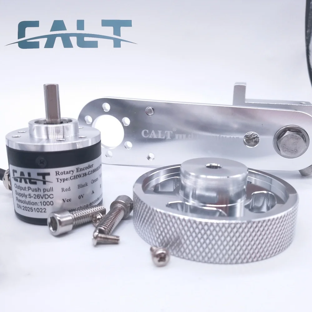 CALT GHW38-06G1000BMP526-200 6mm Hole 200mm Perimeter with Mounting Bracket Pushpull Output  Metal Roller Pulley  Encoder Wheel
