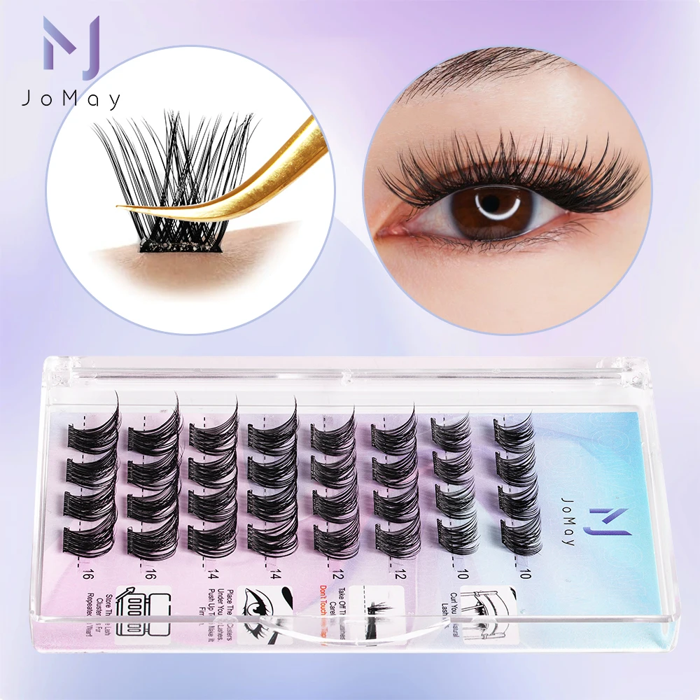 JOMAY Self Adhesive Eyelashes Clusters Press on Lashes No Glue Needed Soft Lash Clusters DIY Glue-free Self-adhesive Eyelash