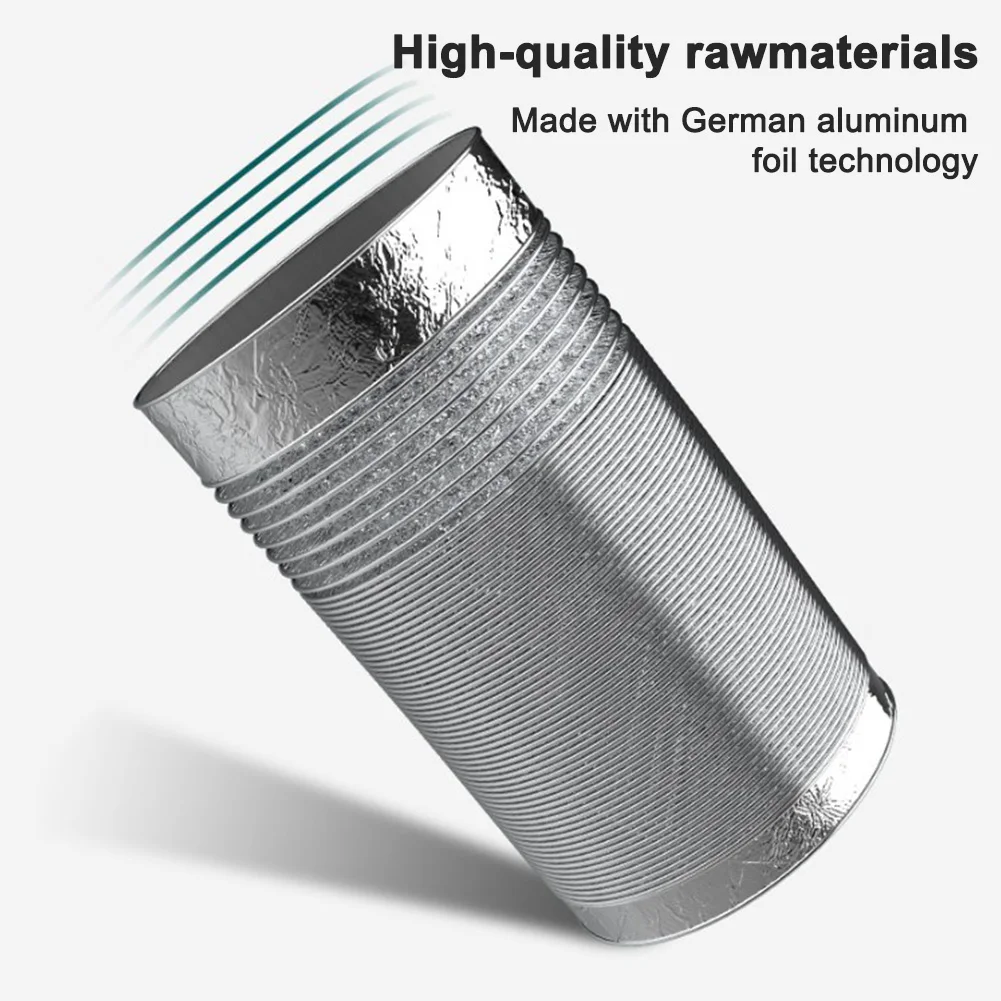 1.5M Silver Aluminum Foil Telescopic Hose Flexible High Ducting For Air Conditioner Dryer Range Hood Ventilation Pipe