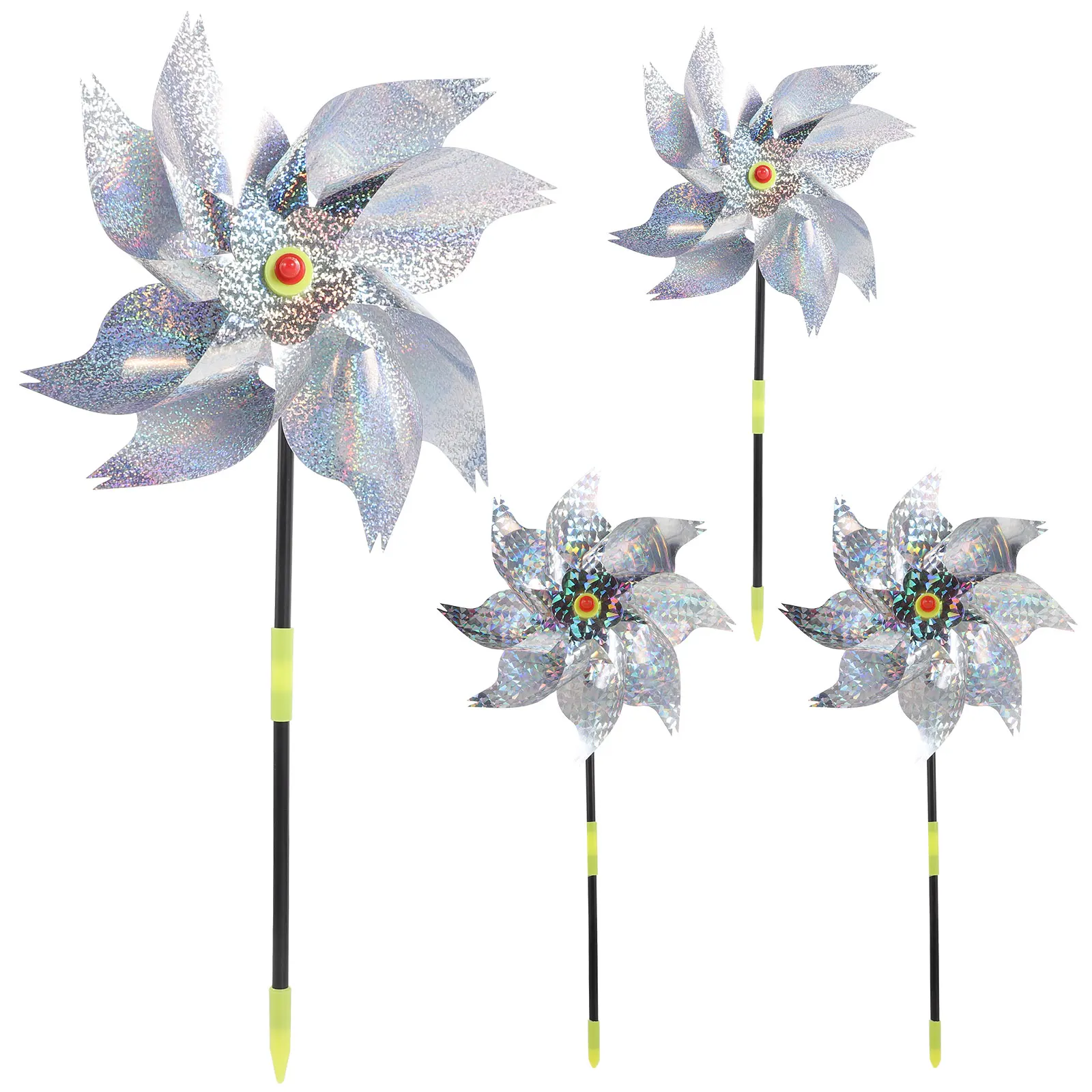 

4pcs Reflective Bird Windmill Spinners Patterns Garden Yard Outdoor Decor Bird Deterrent Wind Spinner