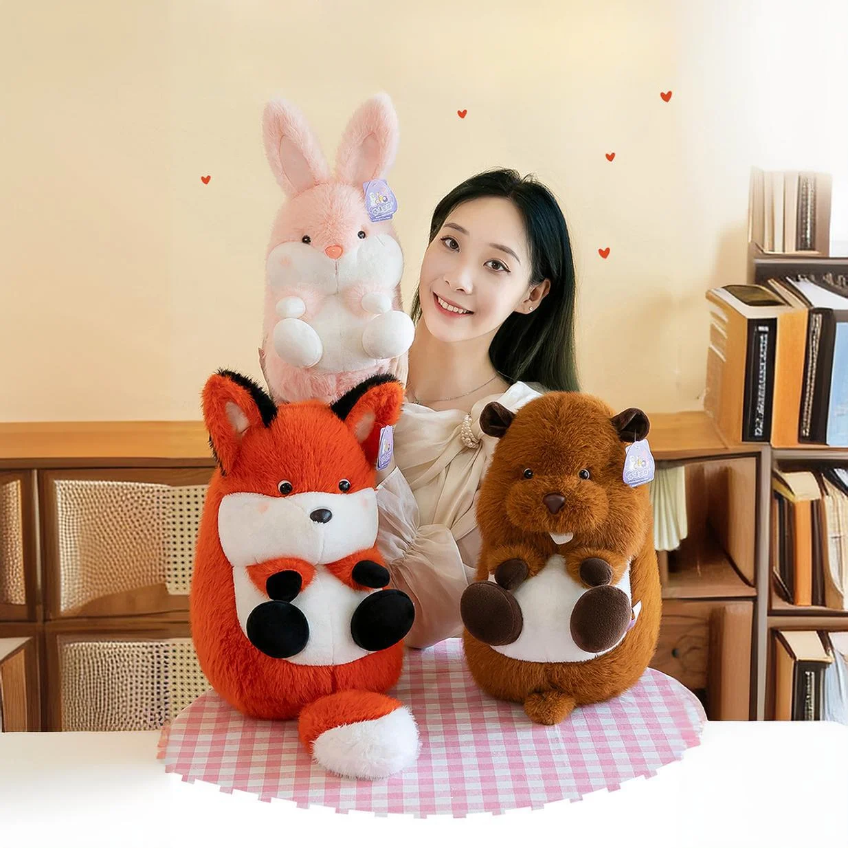 Stuffed Animals Plush Creative Chubby Groundhog Fox Plush Toy Soft and Cute Healing Home Decoration Brithday Gift for Friend