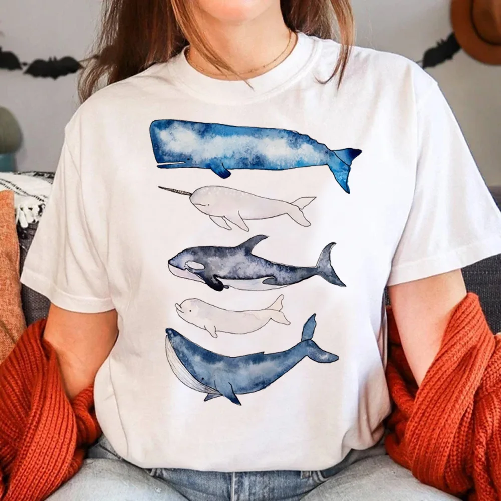 Whales t shirt women anime summer t shirt girl harajuku clothes