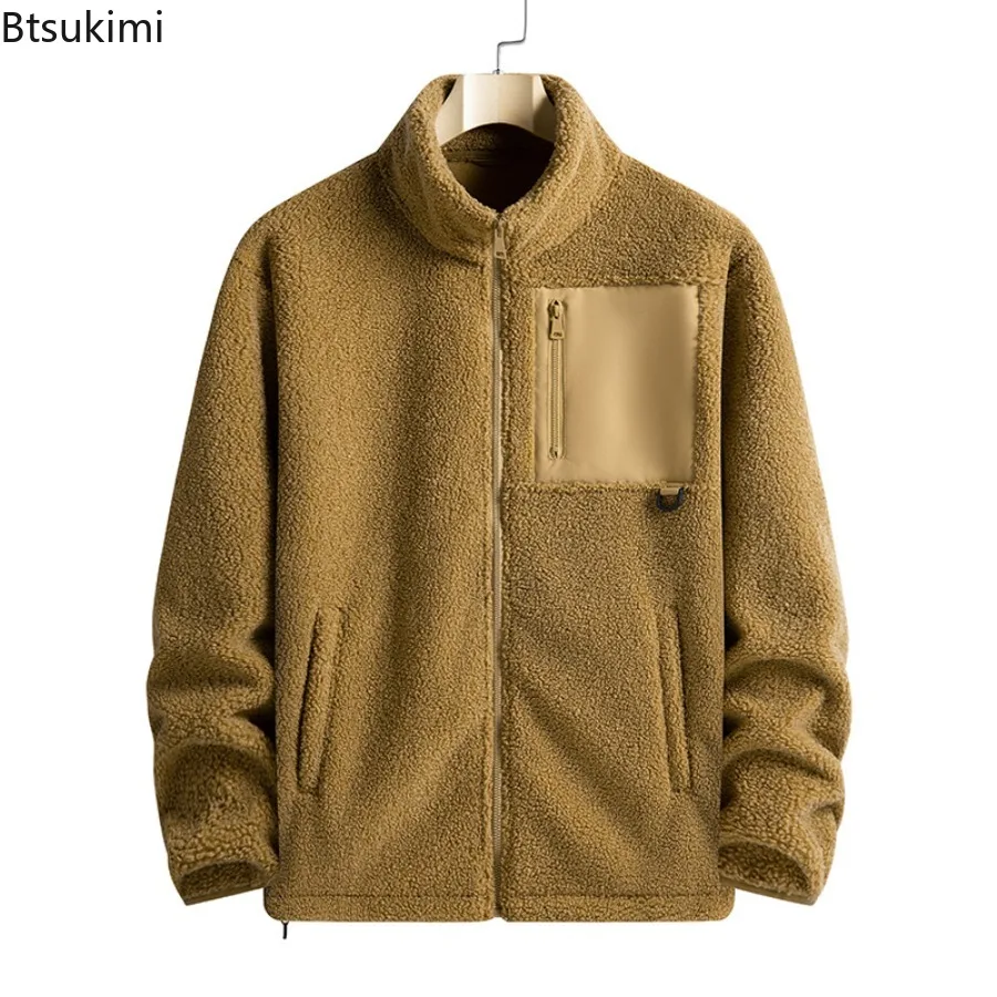 New Men's Outdoor Casual Sport Jackets Fashion All-match Autumn Winter Warm Polar Fleece Jackets Solid Stand Collar Couple Coats