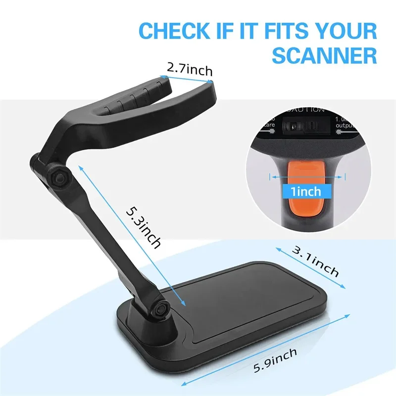 Universal Barcode Scanner Stand Hands-Free Portable Foldable 180 Degree Adjustable Mount for Scanner Durable ABS Material