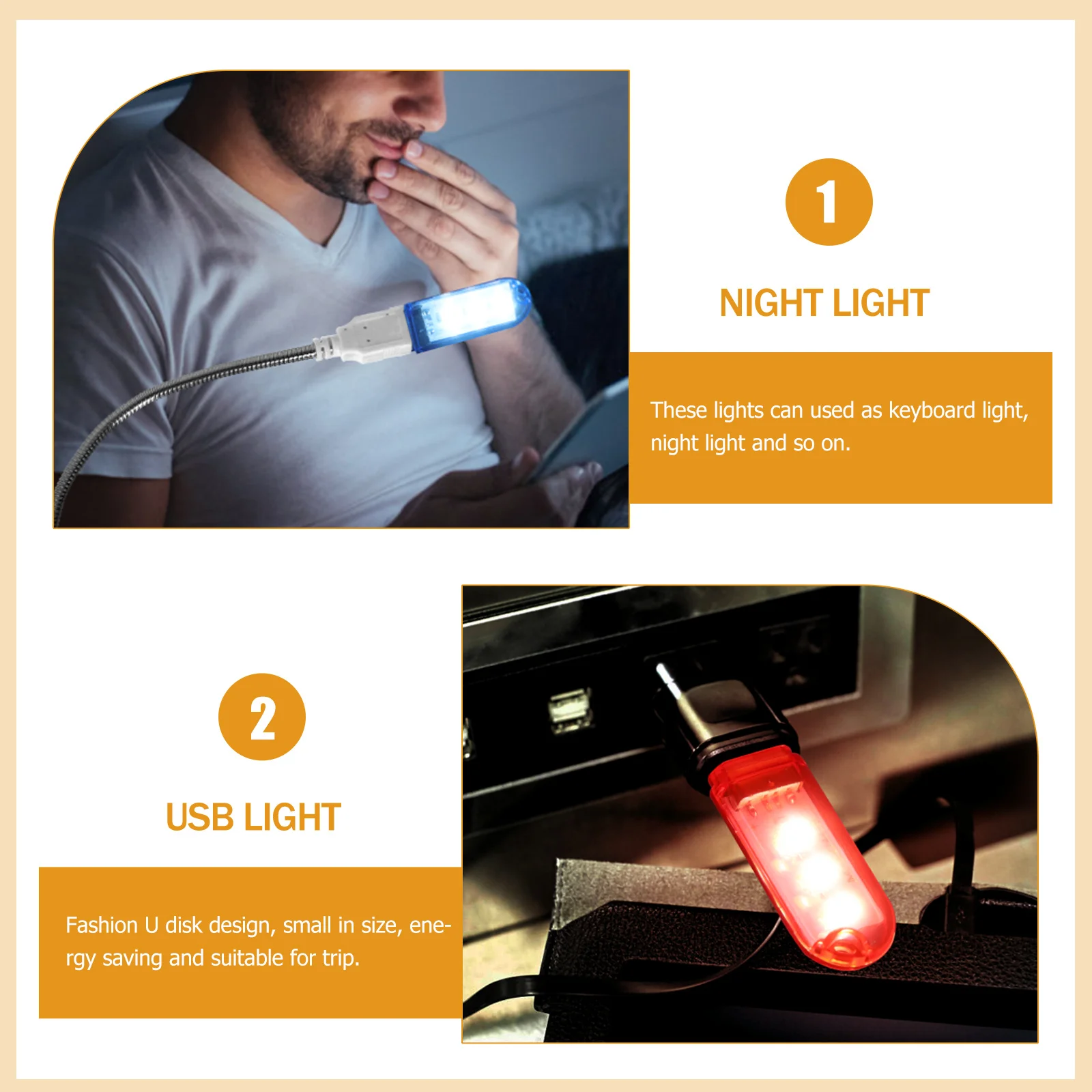 1Set USB Night Light Portable Mini U Disk Style Keyboard Lamp for Laptop Computer Bedside Atmosphere Light Portable Night Lamp