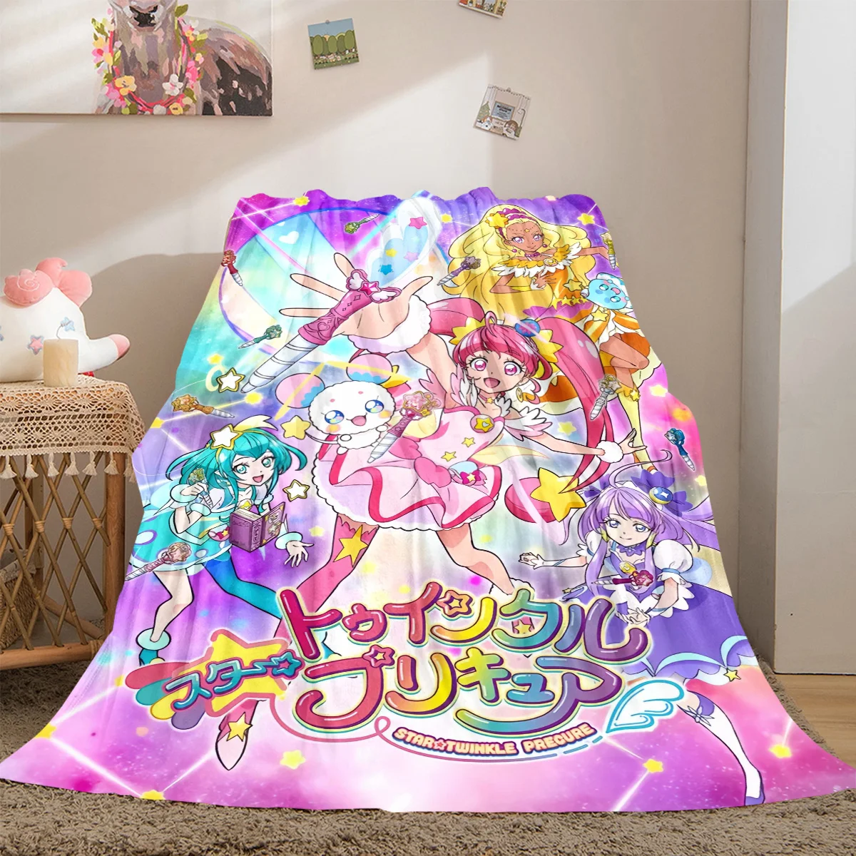 Pretty Cure Soft Flannel Blanket Lightweight Cozy Microfiber Blanket for Couch Bed Machine Washable LXR84