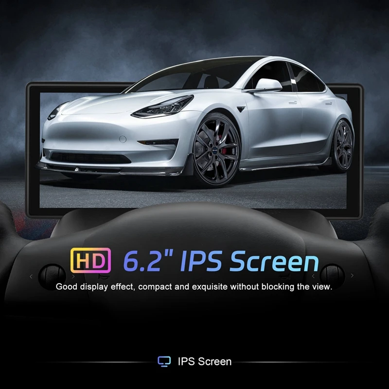 6.2 Inch HUD HD IPS Dashboard Display Screen Black ABS For Tesla Model 3 Model Y 2017-2023