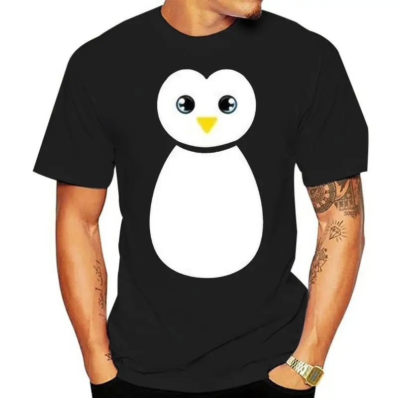 T-shirt bonito da novidade do pinguim dos homens, preto e branco, qualidade superior