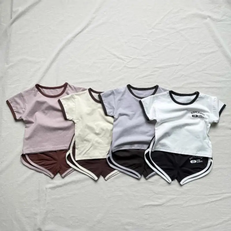 

2025 Summer New Baby Short Sleeve Clothes Set Boys T Shirts + Shorts Letter Print 2pcs Suit Infant Girl Breathable Casual Set