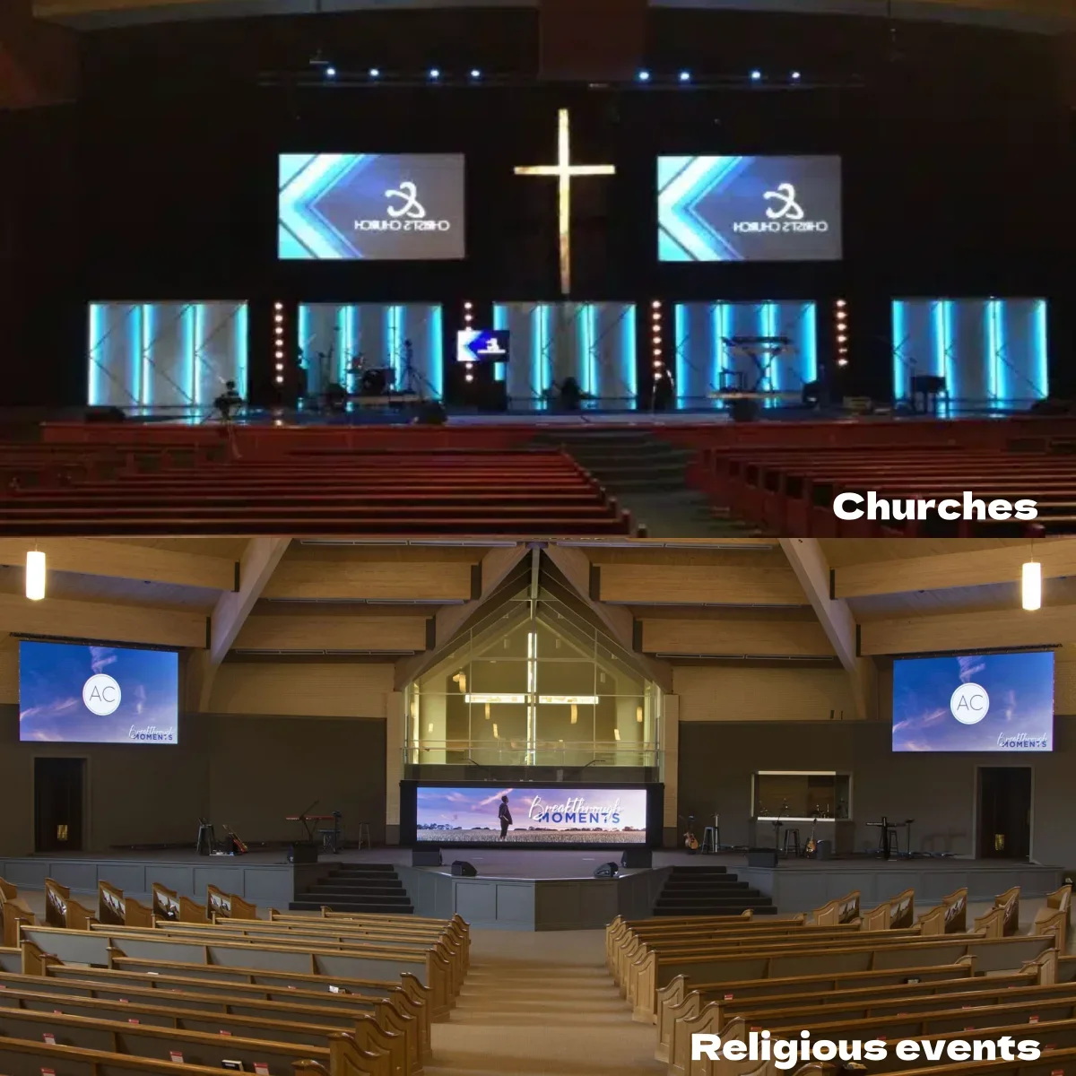 Church Stage Backdrop P2.604 P2.976 P3.91 P4.81 Indoor Led Video Wall Portable Rental Display Screen For Religious Activities