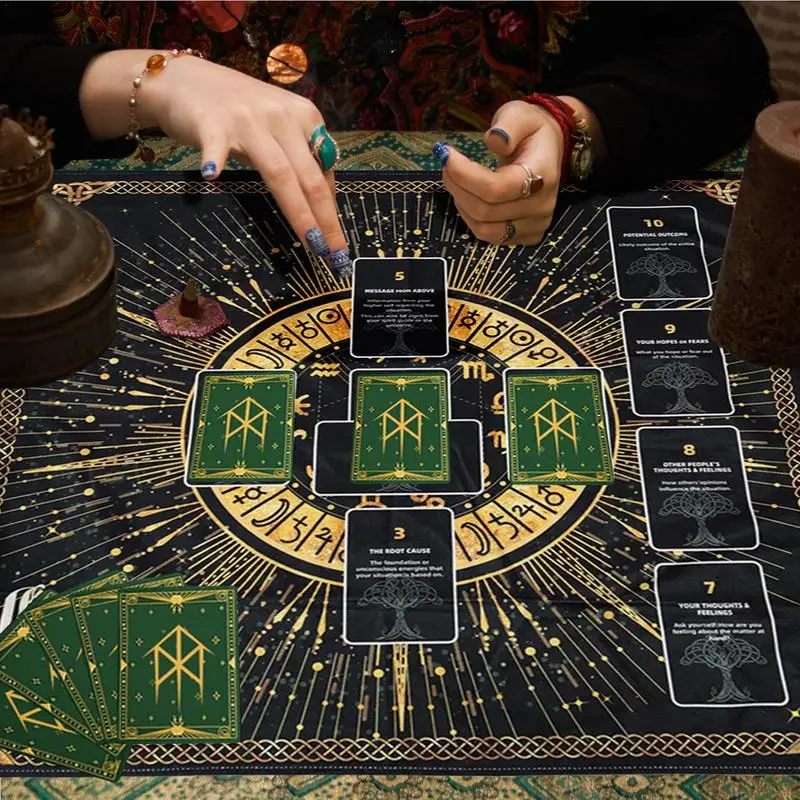 Tarot Cloth Ritual Spiritual Cloth Thickened Velvet Tarot Cards Divination Tablecloth For Cave Room Camping Wall Decor Kitchen