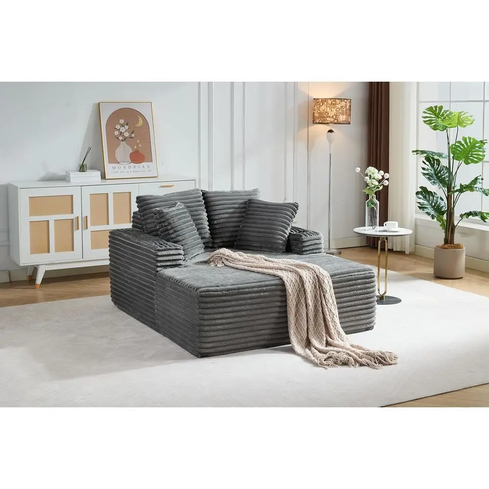 

Большое кресло-шезлонг для дома, мягкий диван-кровать с декоративными подушками, подстаканниками и подлокотниками, удобный вельветовый диван-кровать