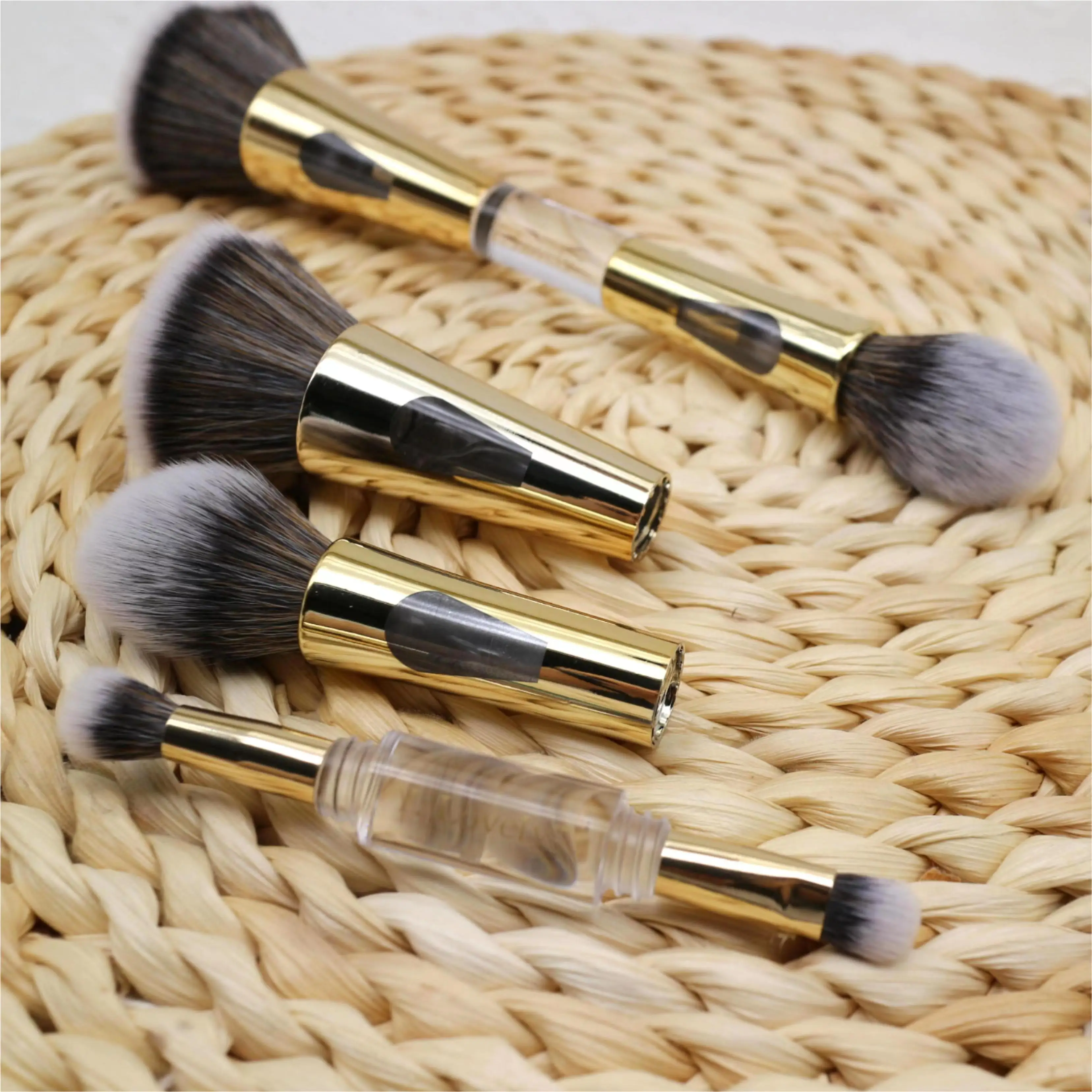 YLovely 4in1 Travel Foundation Brush Blush Blending Brush Powder Buildable Dual Ended Makeup Tools