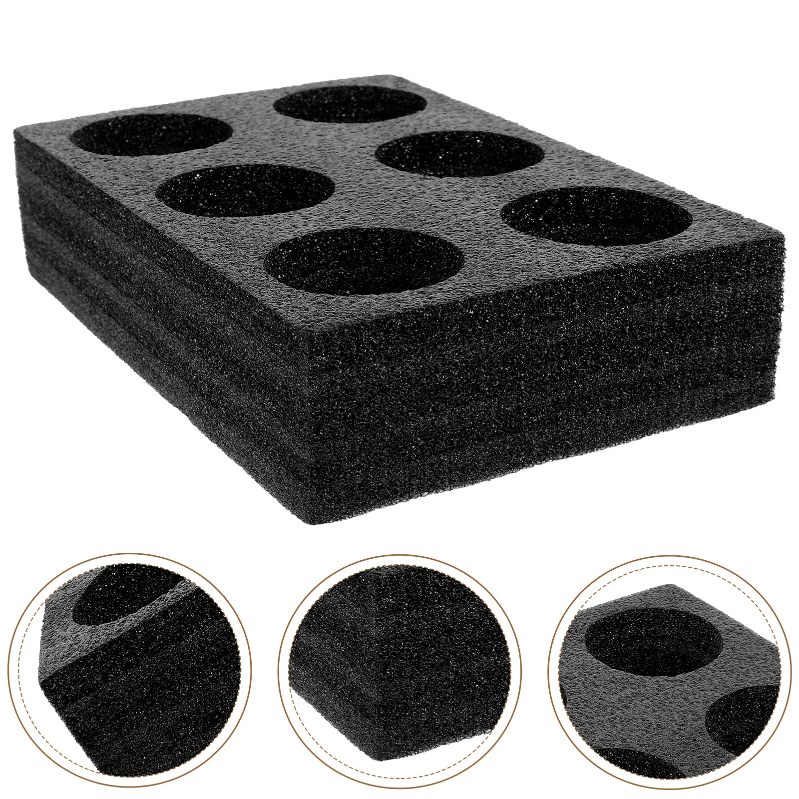 

Six-hole Cup Holder Black Beverage Packing Rack for Coffee Tea Drink Tray Multifunctional Travel Drinks Storage Cup