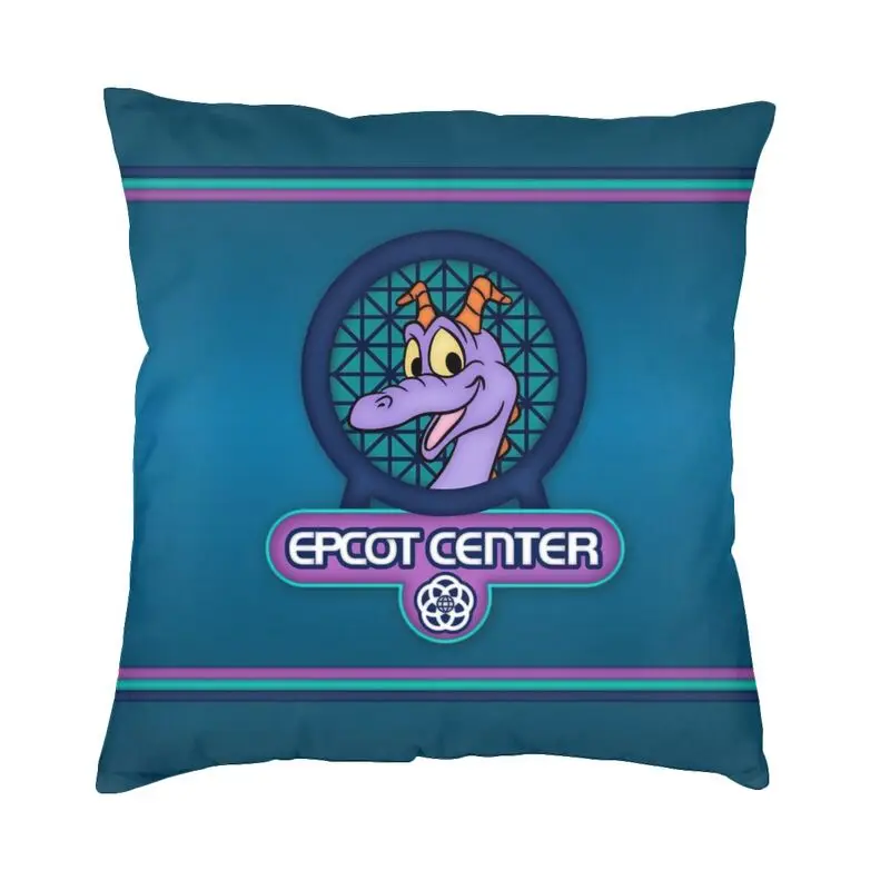 Epcot Center Figment Badge Cushion Cover Sofa Home Decorative Purple Dragon Square Throw Pillow Case 40x40cm