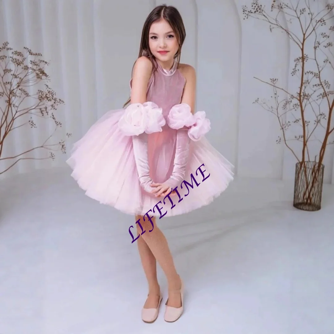ชุดเดรสเจ้าหญิงสีชมพูแบบกำหนดเองสำหรับเด็กผู้หญิง สำหรับการแสดงบนเวที งานเดินแบบ พิธีกรเด็ก งานประกวด ชุดราตรีสำหรับเด็ก