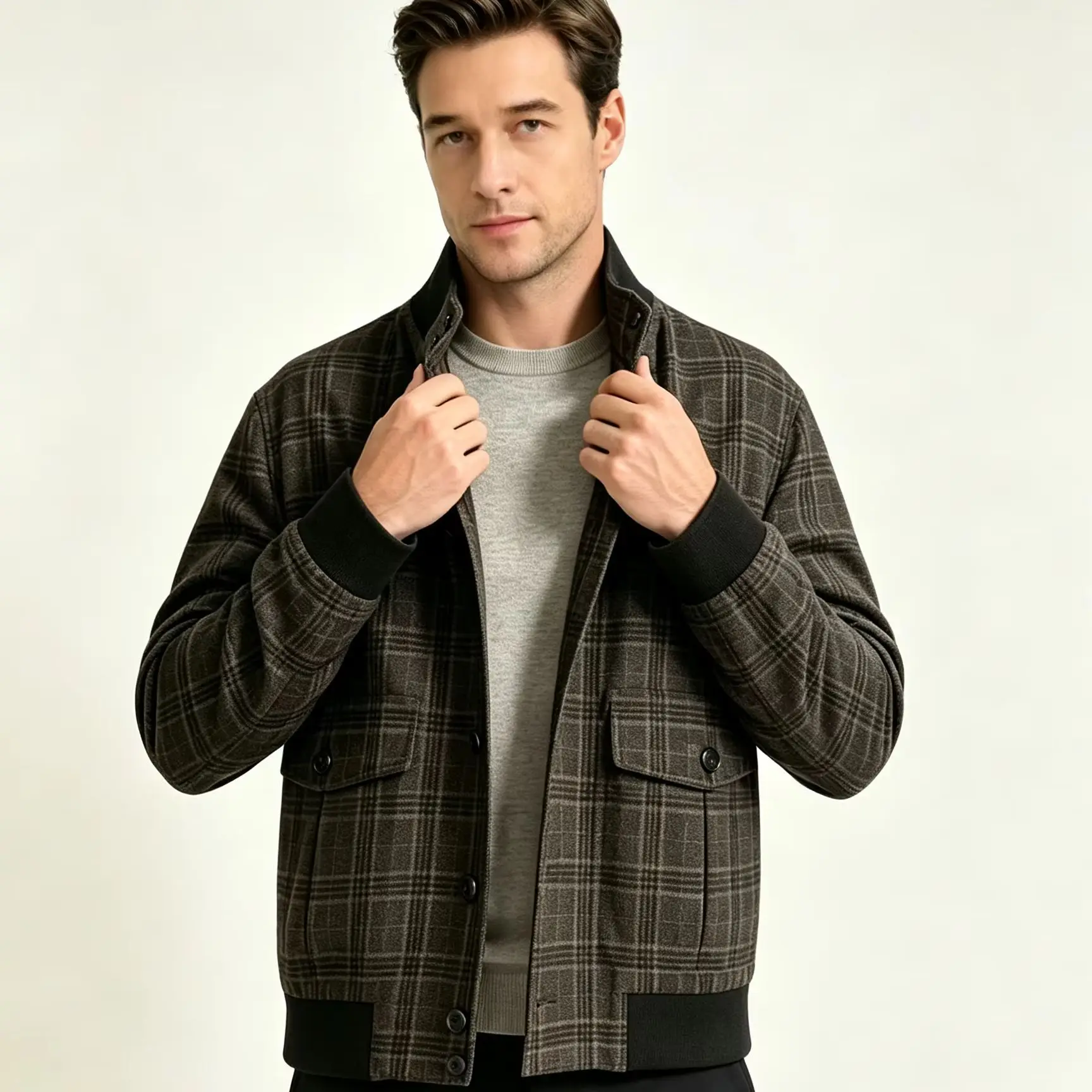 Autumn Winter 2026 Retro Jacket Mens Winter Casual Long Sleeve Pocket Loose Stand Collar Thick Outerwear Man