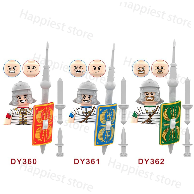 MOC Military Medieval Rome Castle Figures Building Blocks Army Soldiers Shield Sword Weapons Knights Accessories Bricks Toys