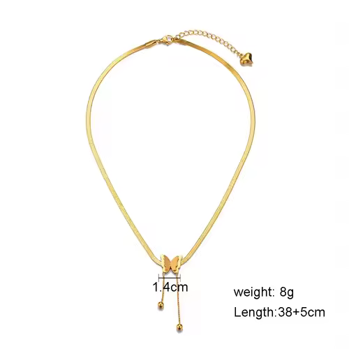 Vintage Butterfly Necklace Women Golden Stainless Steel Blade Snake Chains Aesthetic Charms Choker Women jewelry Gift To Mujer - Image 6