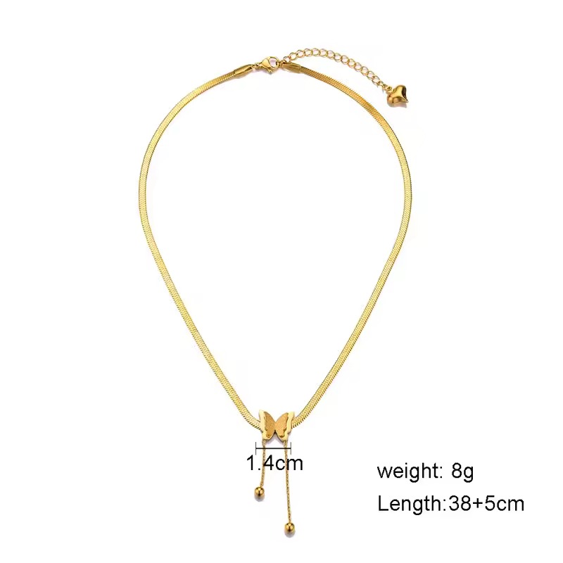 Vintage Butterfly Necklace Women Golden Stainless Steel Blade Snake Chains Aesthetic Charms Choker Women jewelry Gift To Mujer - Image 6