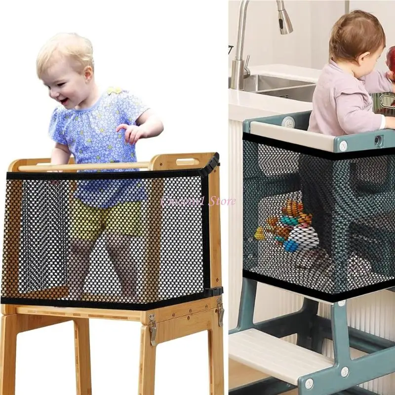 

Y1UB Double Layer Safety Barrier For Foldable Play Towers Kitchen Step Stools Safe Netting Guard Toy Storage Accessories