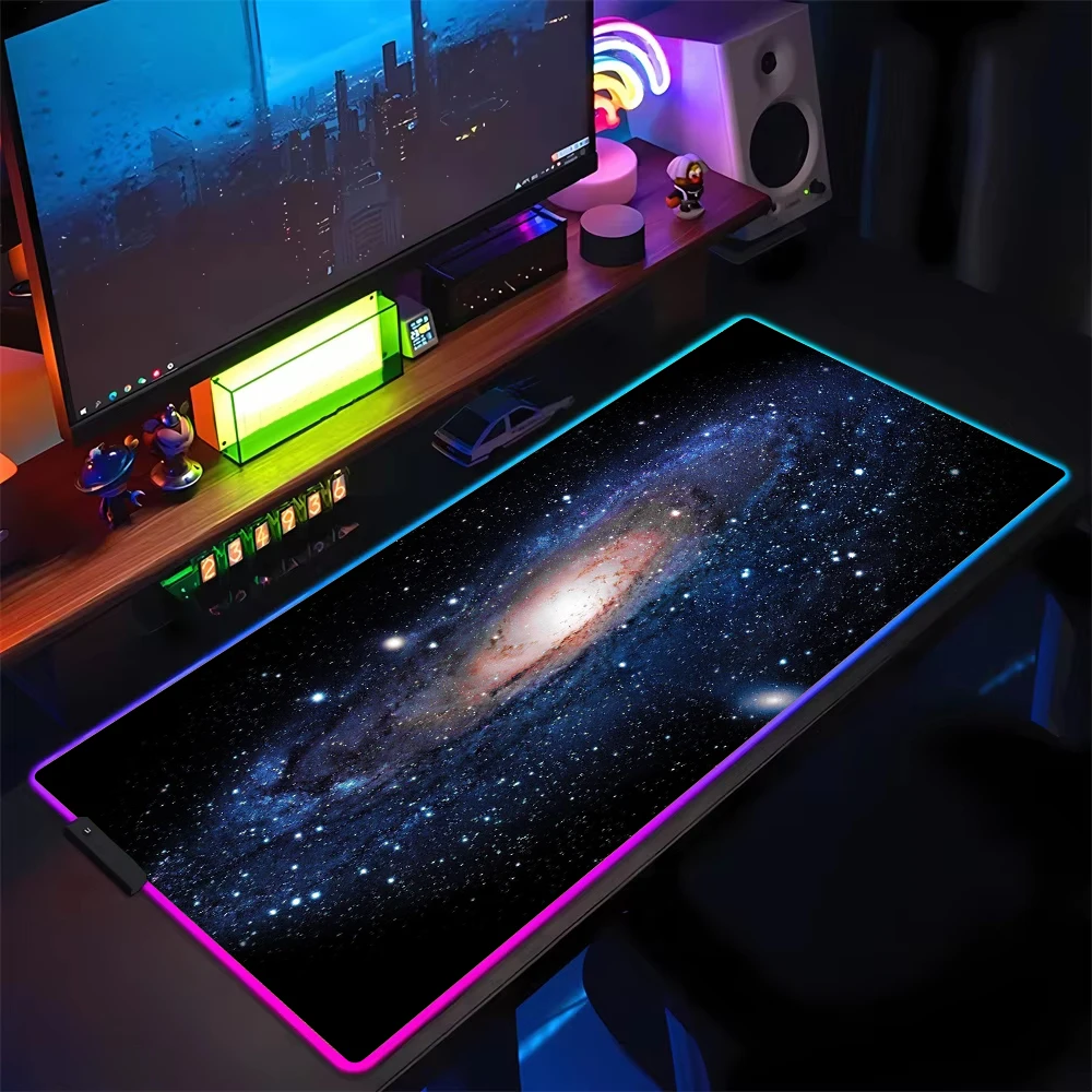 RGB Galaxy pattern super large game luxury mouse pad Multi-model computer keyboard non-slip desk mat suitable for gaming office