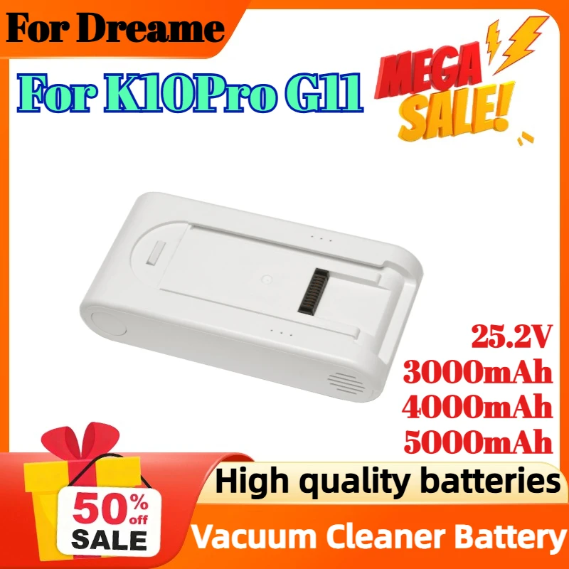 

25.2V 3000mAh 4000mAh 5000mAh Li-ion Rechargeable Battery For Dreame K10Pro G11 Vacuum Cleaner Battery