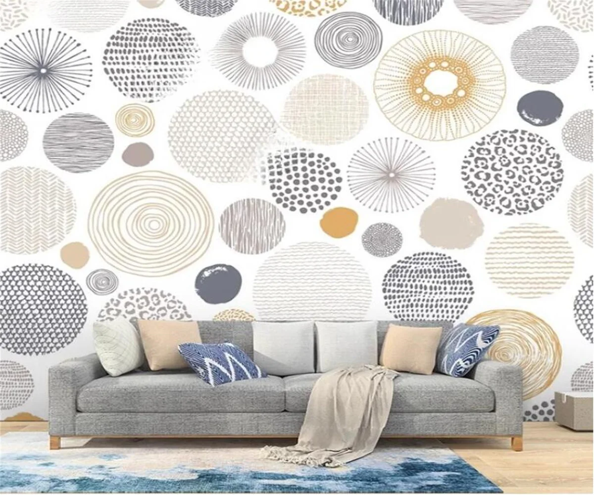 Customized Size Mural Geometric Shapes Circle Painting 3D Wallpaper Home Decoration Unlimited Splicing Decoration Painting Mural