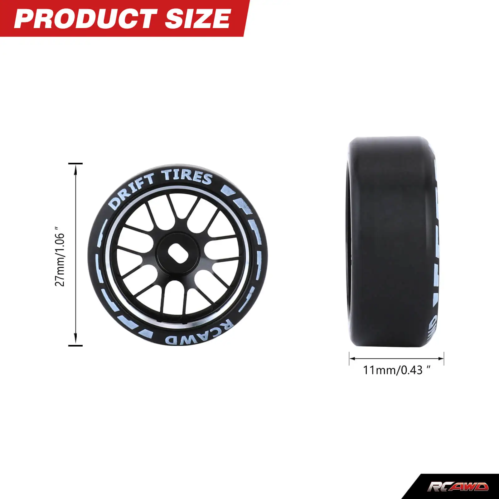 RCAWD Rim Wheel Drift Tire for 1/28 Wltoys K969 K989 P929 Drift Rally Kyosho Mini-Z Mini-Q Mini-D XRX BZ IW05 IW06 Upgrade Part
