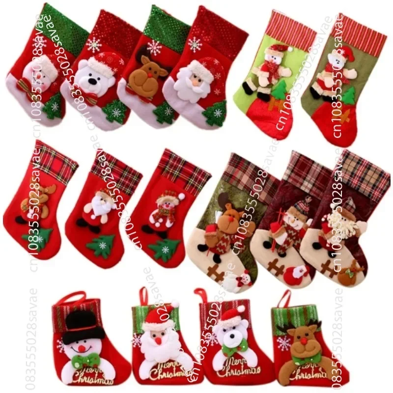 Santa Claus Socks Gift Bag Christmas Tree Pendant Scene Decoration Supplies